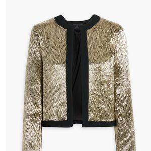 Nili Lotan Minou Bead-Embellished Gold Sequin Blazer